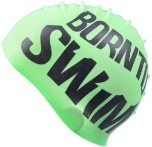 Born To Swim Odblaskowy Czepek Green – Black Logo