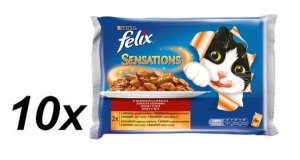 Felix Saszetki Dla Kota Sensations Multipack - Wołowina Z Pomidorami + Kurczak Z Marchewką - 10x(4X100G)