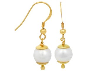 Jwl Luxury Pearls Pozłacane Srebrne Kolczyki Z Białym Perłowym jl0232 Srebro 925/1000