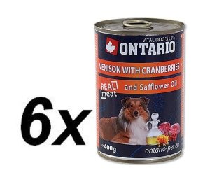 Ontario mokra karma dla psa dziczyzna, Żurawina i olej szafranowy - 6 x 400g.