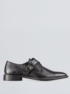 Mens 1904 Black Leather Formal Single Monk Strap Shoes*, Black