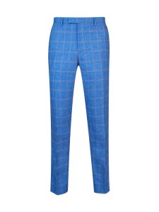 Mens 1904 Ledger Blue Check Print Trousers*, Blue