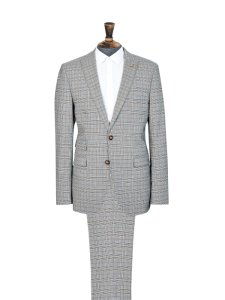 Mens 1904 Marlon Neutral Slim Fit Check Suit Jacket*, Grey
