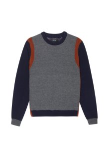 Mens 1904 Moorfoot Grey Colour Block Knitted Crew Neck Jumper*, Grey
