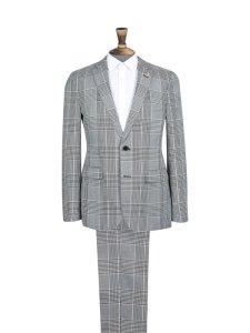 Mens 1904 Pacino Black And White Check Print Suit Jacket*, Black
