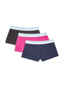 Mens 3 Pack Pink And Plain Hipster Pants, Pink
