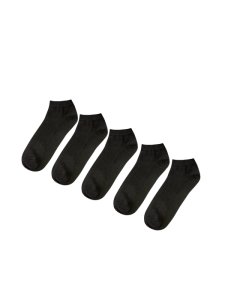 Mens 5 Pack Black Trainer Liner Socks, Black
