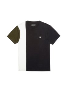 Mens Black, Khaki And Ecru Cut And Sew T-Shirt With Mb Embroidery, Black