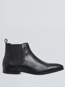 Burton Mens black leather chelsea boots, black