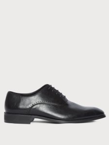 Mens Black Leather Look Oxford Shoes, BLACK