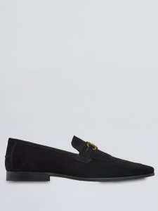 Burton Mens black premium suede formal snaffle loafers, black