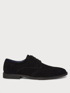 Burton Mens black suede brogue shoes, black
