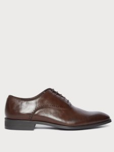 Mens Brown Leather Look Oxford Shoes, TAN