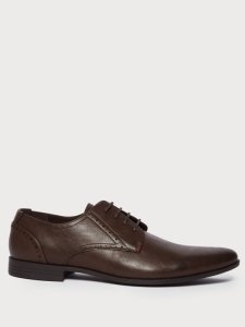 Burton Mens brown pu leather look formal derby shoes, brown