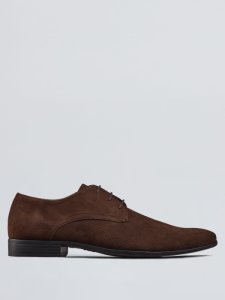 Burton Mens brown suede look derby shoes, brown