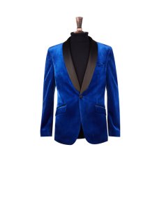Burton Mens cobalt slim fit velvet blazer, blue