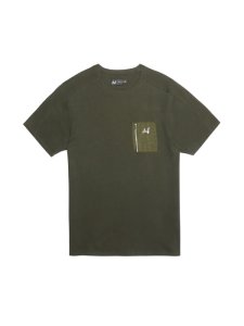 Mens Khaki Zip Pocket T-Shirt With Mb Embroidery, KHAKI