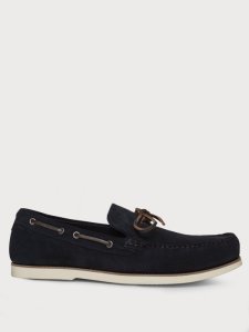Mens Navy Suede Boat Lace Loafers, NAVY