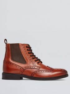 Burton Mens tan leather brogue boots, tan