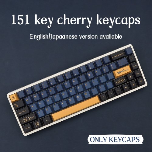 139/151 Keys Blue Samurai Keycaps Red Samurai Keycaps English Japanese PBT Keycap Cherry Profile for GMK Mechanical Keyboard