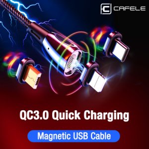 CAFELE Magnetic USB Cable QC3.0 USB Type C Micro Cable for iPhone XS MAX XR X XS Data Sync Charger Magnetic USB-C Wire 120cm