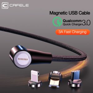 CAFELE QC3.0 Magnetic USB Cable Data Sync Charge Cable For iPhone Huawei Samsung 3A Fast Charging USB Type C Micro Cable