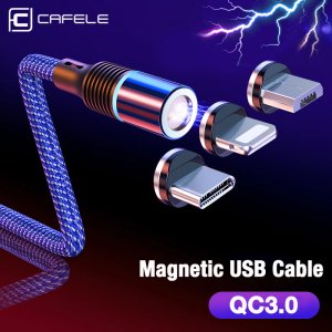 CAFELE QC3.0 Magnetic USB Cable USB Type C Micro Cable for iPhone X XS MAX XR 8 7 6 Plus 3A Fast Charging Data Sync Cables Wire
