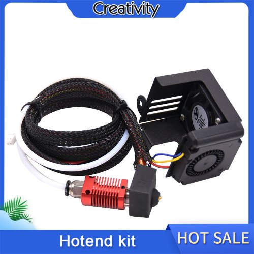 CR10/Ender 3/Ender 5 3D PrinterFull Hotend Kit Extruder Kit with 0.4 Nozzle Heating Block Double Fans Cover Air Connections