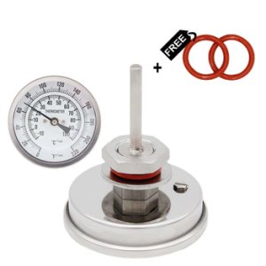 Dial Thermometer - 3Face x 2.5 Probe 1/2NPT 0-220 F Beer Boil Kettle Homebrew Thermometer