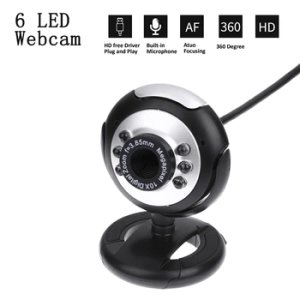 HD Mini Webcam 360 Degree Computer Cameras USB 2.0 50.0M 480P 6 LED HD Webcam With MIC For PC Laptop Video Recording Web Camera