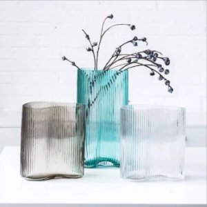 Nordic Minimalism flower vase striped design modern glass vases art recycled striped glass vase for home decoration