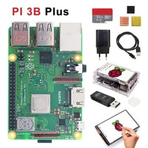Raspberry pi 3b plus 3.5 inch screen basis kit with Protective Case 32G TF card and multi-card reader and heatsink EU power