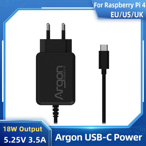 Raspberry Pi 4 Argon Type-C Power Supply 18W 5.25V 3.5A Power Adapter for Argon One V2 M.2 Case Pi 4 Model B Power Charger