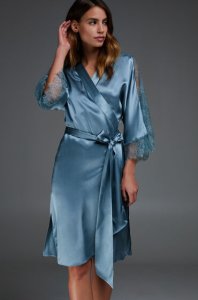 Hunkemöller Kimono Silk Lace blå