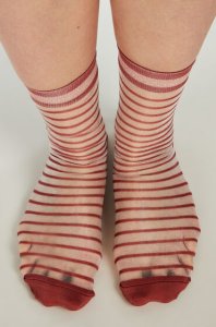 Hunkemöller Stripe mesh socks rød