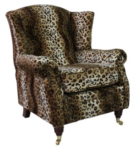Animal Print Brown Leopard Wing Chair Fireside High Back Armchair&hellip;