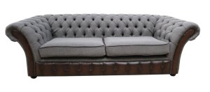 Bacio Pewter Antique Brown Leather Chesterfield Jepson 3&hellip;