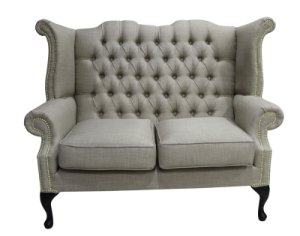 Chesterfield 2 Seater Queen Anne High Back Wing Sofa Charles&hellip;