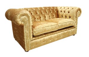 Chesterfield 2 Seater Settee Shimmer Gold Velvet Sofa Offer