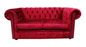 Chesterfield 2 Seater Settee Shimmer Red Velvet Sofa Offer