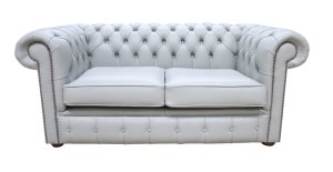 Chesterfield 2 Seater Sofa Settee Vele Huxley Grey Leather&hellip;
