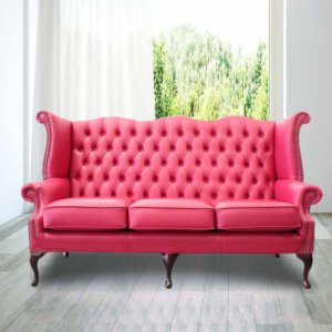 Chesterfield 3 Seater Queen Anne High Back Wing Sofa&hellip;