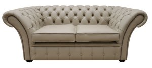 Chesterfield Balmoral 2 Seater Sofa Settee Shelly Pebble Leather