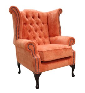 Chesterfield Fabric Queen Anne High Back Wing Chair&hellip;