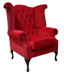 Chesterfield Fabric Queen Anne High Back Wing Chair Pimlico&hellip;