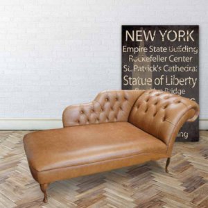 Chesterfield Leather Chaise Lounge Day Bed