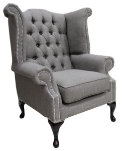 Chesterfield Linen Queen Anne High Back Wing Chair Charles Slate