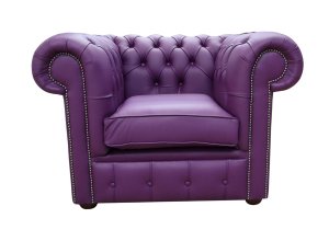 Chesterfield Low Back Club Armchair Purple Leather
