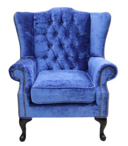 Designersofas4u Chesterfield mallory high back wing chair modena blueberry velvet