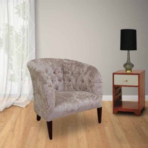 Designersofas4u Chesterfield mayfair crystal low back tub chair lustro chalk velvet